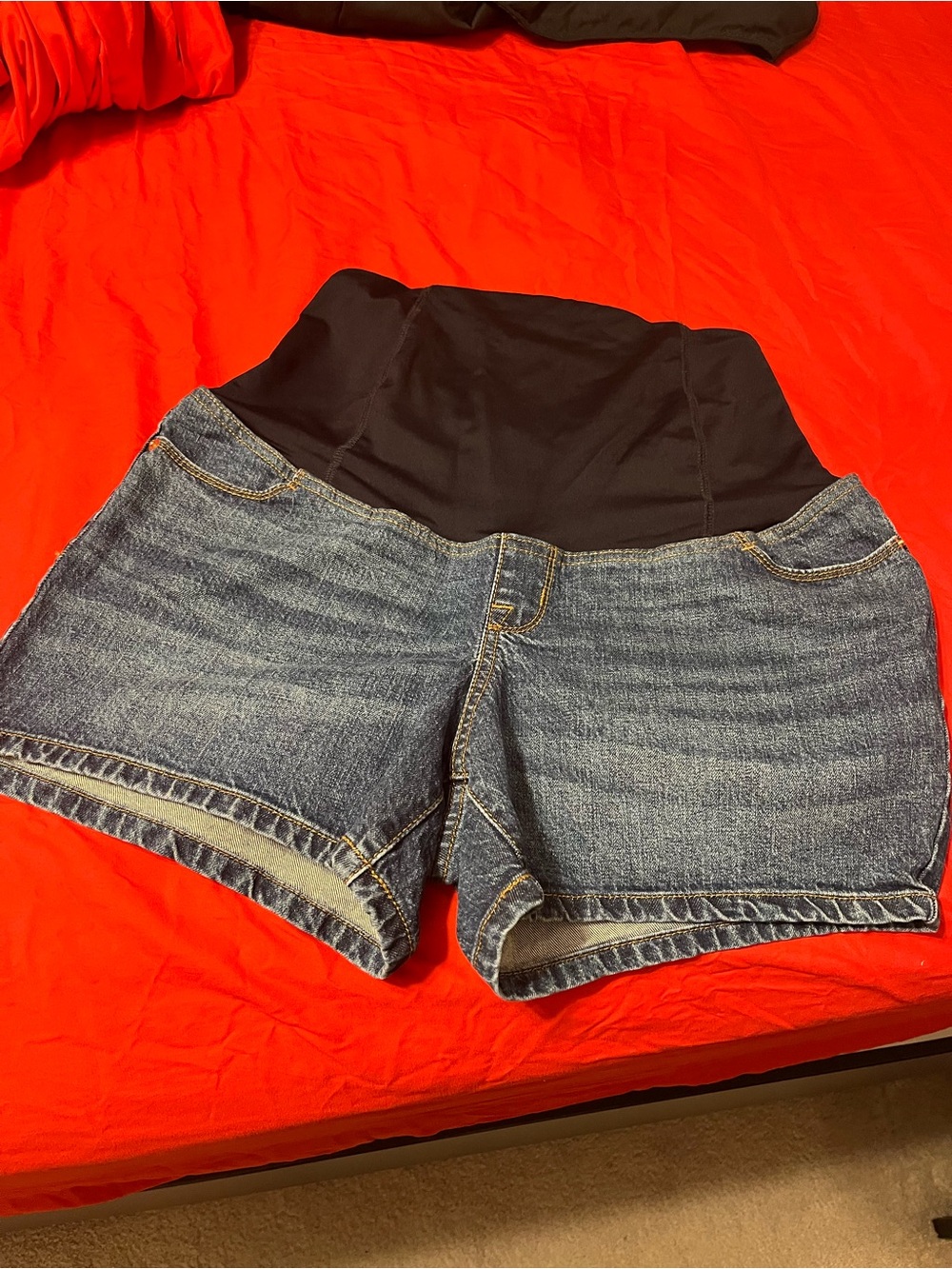 Isabel Maternity by Ingrid & Isabel Blue Denim Shorts with Navy Waistband